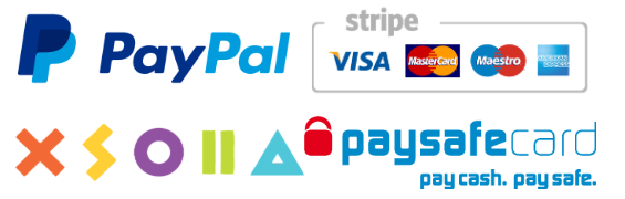 PayPal, Stripe, card, Xsolla and Paysafecard payment methods